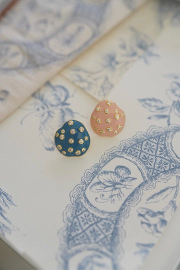 Mismatched Embellished Pebble Studs