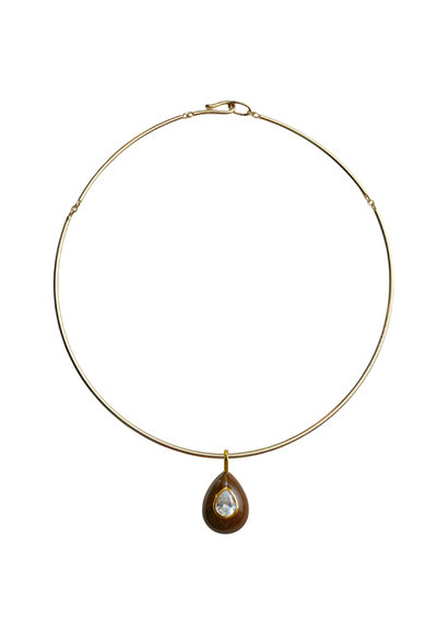 Chocolat Enamel Teardrop Bezel Charm