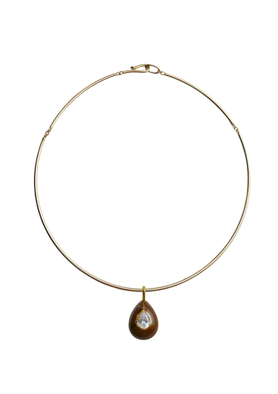 Chocolat Enamel Teardrop Bezel Charm