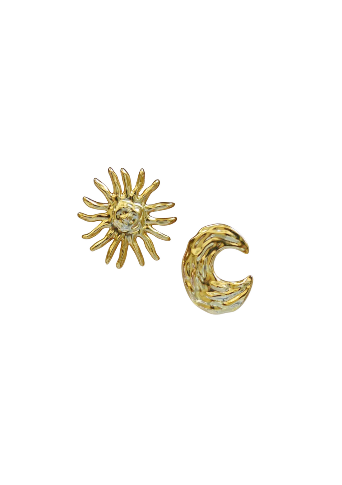 Abstract Golden Sun & Moon Studs