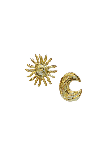 Abstract Golden Sun & Moon Studs