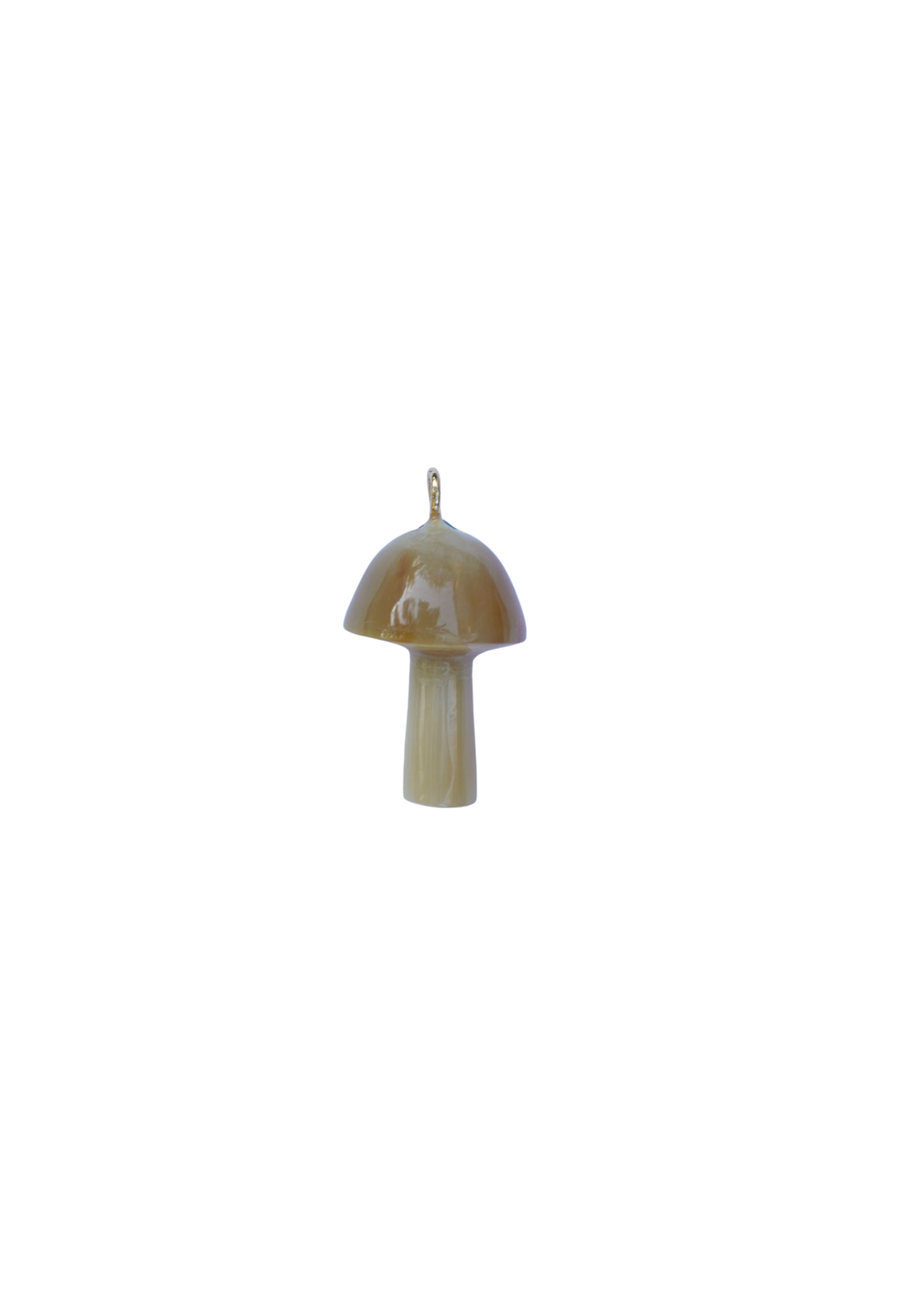 Mushroom-shaped necklace pendant on a white background