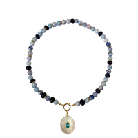 One of a Kind: Opal Beaded Necklace & Moonstone and Blue Topaz Charm