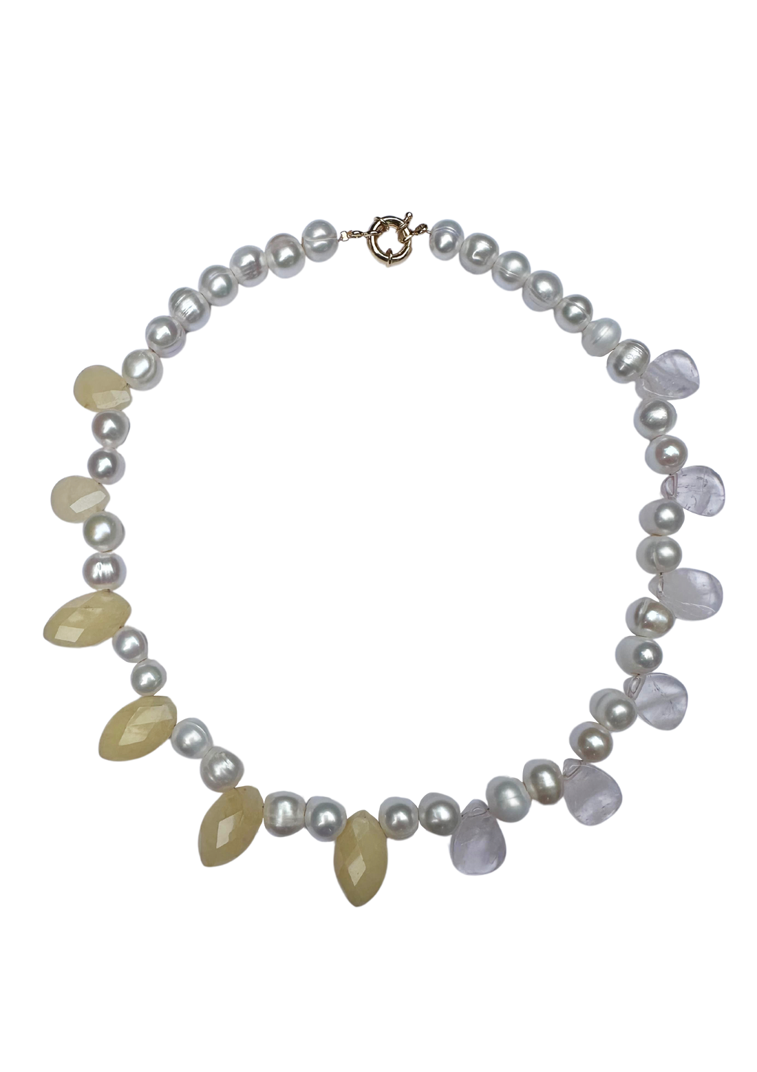 Limited Edition: Freshwater Pearl, Rose Quartz and Citrine Drop Necklace
