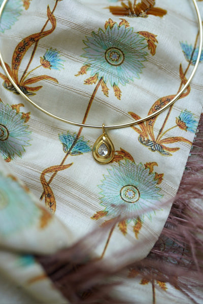 Golden Teardrop Bezel Charm