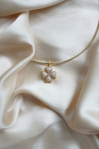 Embellished Blanc Clover Charm
