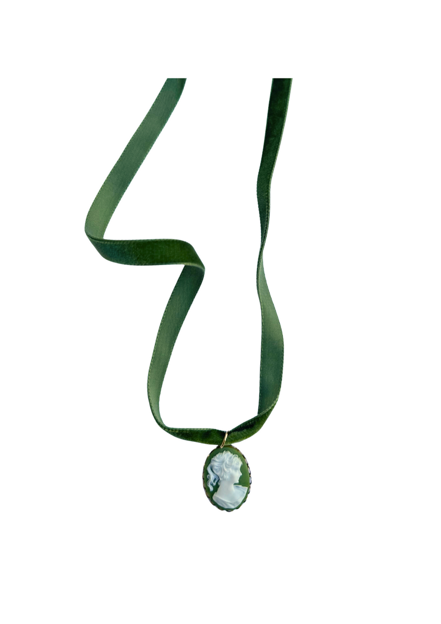 Sage Velvet & Thyme Cameo Choker