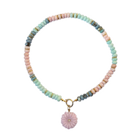 One of a Kind: Opal Necklace & Pink Opal Flower Charm