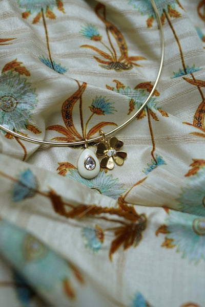 Ivory Enamel Teardrop Bezel Charm