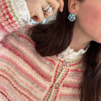 Dusty Blue Embellished Pebble Studs