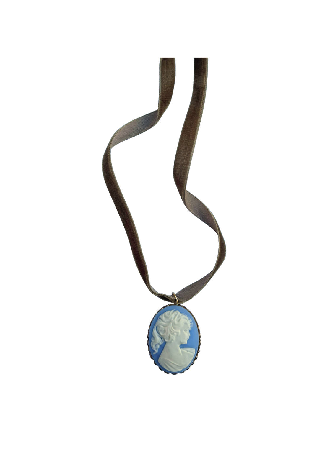 Hazelnut Velvet & Paris Blue Cameo Choker