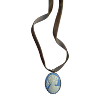 Hazelnut Velvet & Paris Blue Cameo Choker