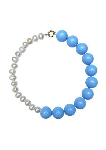 Limited Edition: Freshwater Pearl & Cornflower Blue Oversize Necklace