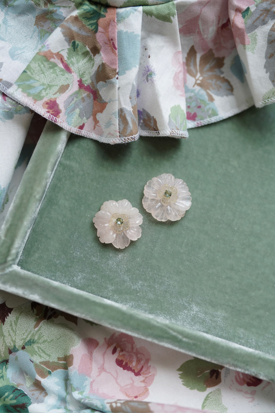Grand Rose Quartz and Canary Studs