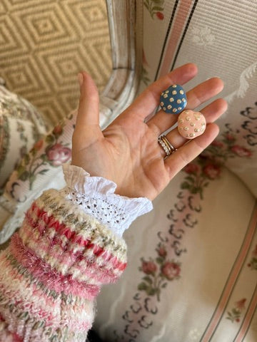 Mismatched Embellished Pebble Studs