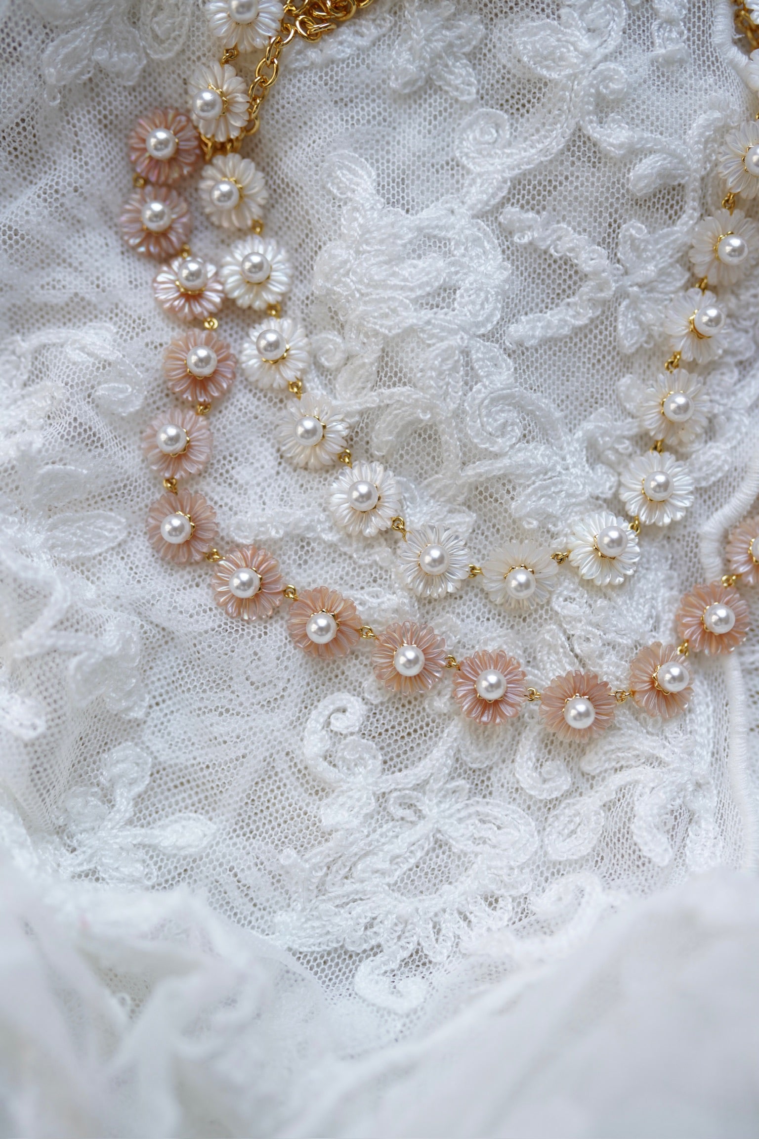 Petal Mother of Pearl Wildflower Necklace