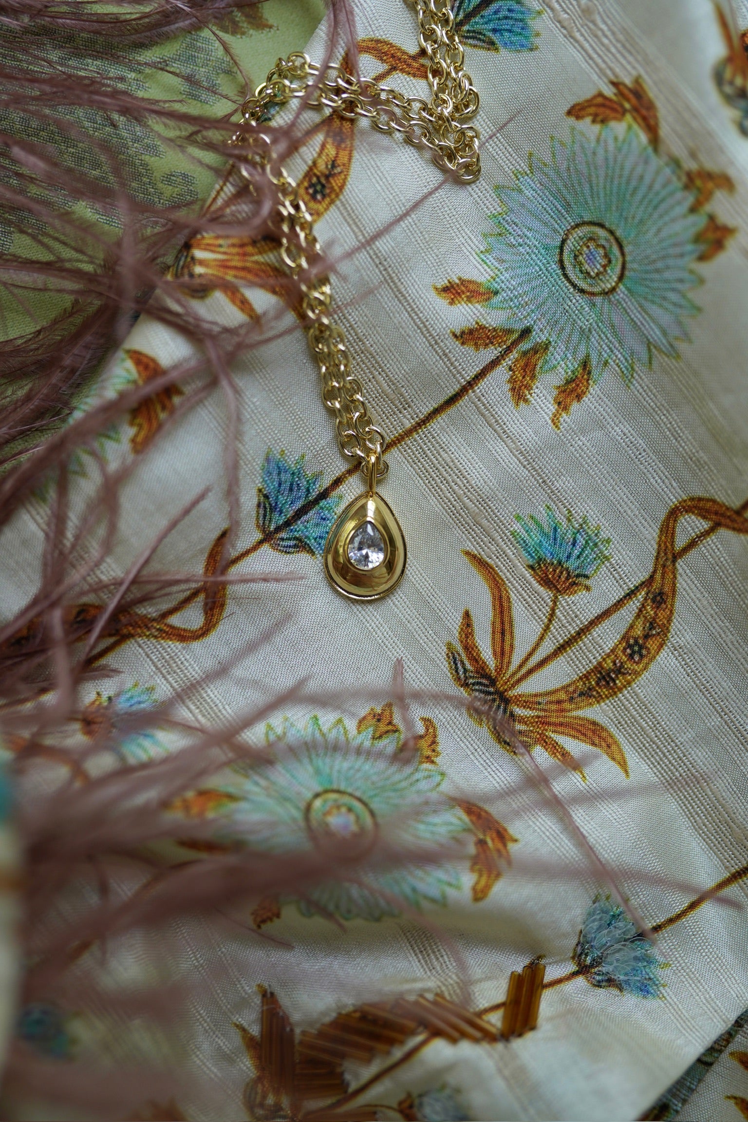 Golden Teardrop Bezel Charm