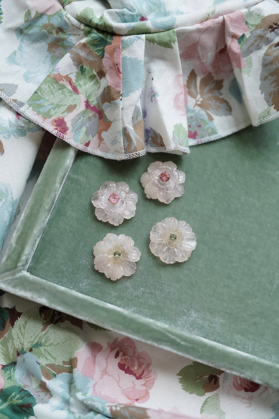 Grand Rose Quartz and Rose Studs