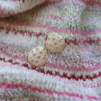 Pink Embellished Pebble Studs