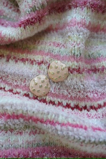 Pink Embellished Pebble Studs