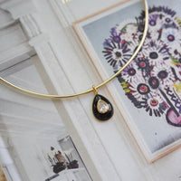 Pre order: Noir Enamel Teardrop Bezel Charm