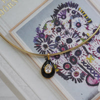 Pre order: Noir Enamel Teardrop Bezel Charm