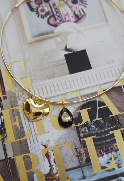 Noir Enamel Teardrop Bezel Charm