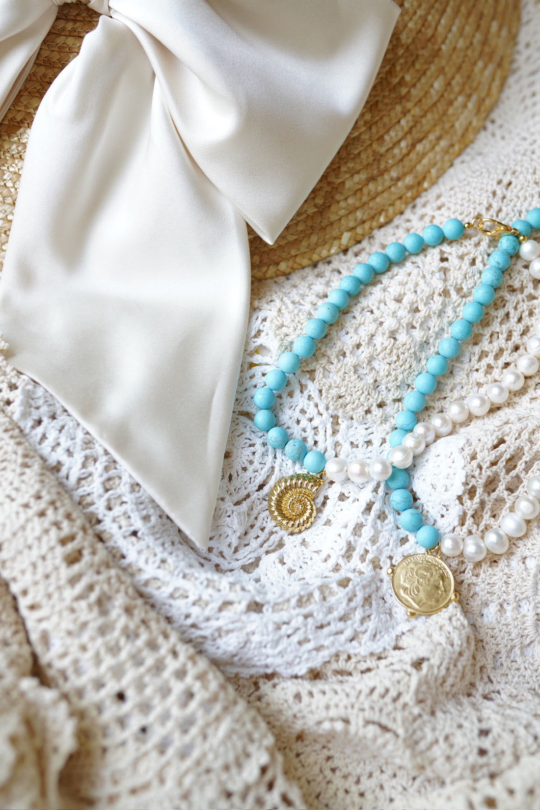 Limited Edition: Freshwater Pearl & Turquoise Pendant Necklace