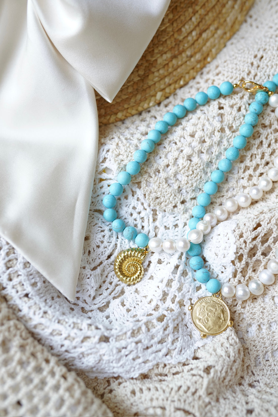 Limited Edition: Freshwater Pearl & Turquoise Pendant Necklace