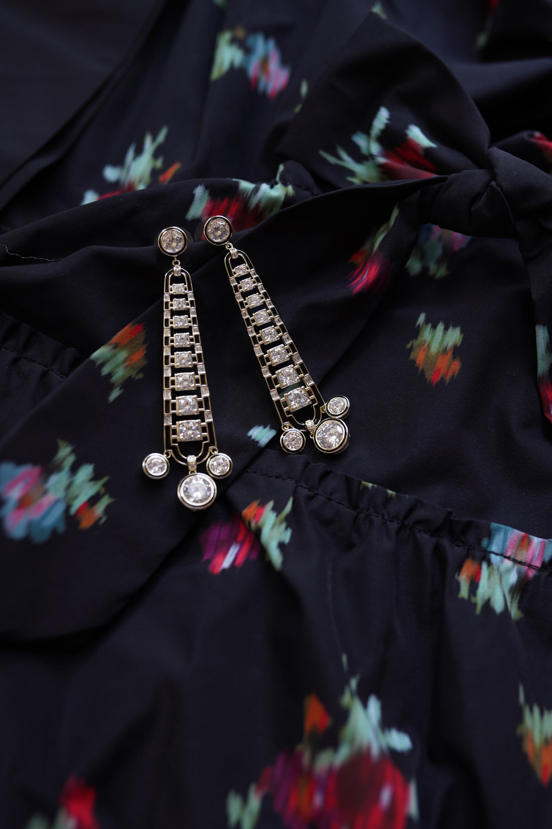 Noir Enamel & Embellished Art Deco Drops