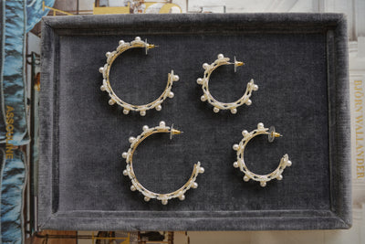 petite mother of pearl wildflower hoops