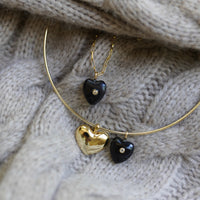 Mini Heart Embellished Dark Horn Charm