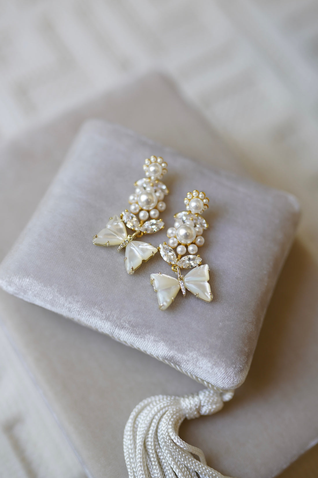 LIMITED EDITION: Embellished Flower & Mother of Pearl Butterfly