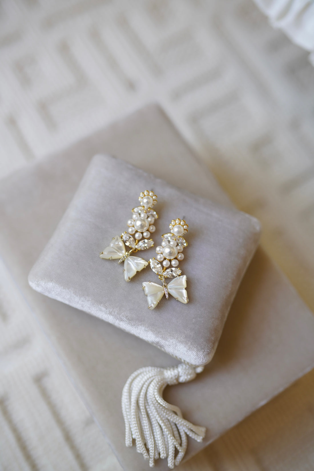 LIMITED EDITION: Embellished Flower & Mother of Pearl Butterfly