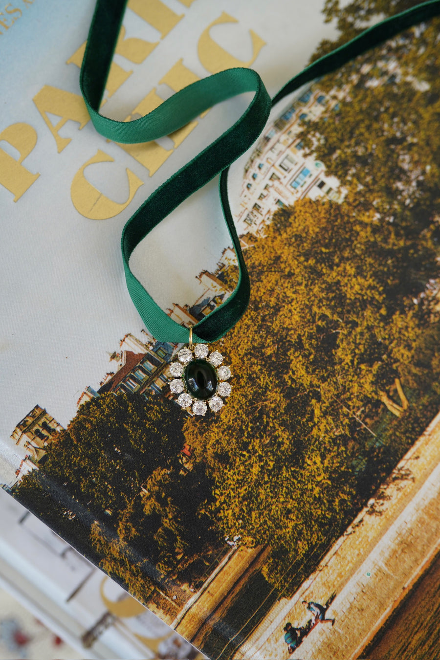 Emerald Velvet & Emerald Drop Choker