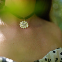 Chocolate Velvet & Embellished Flower Drop Choker