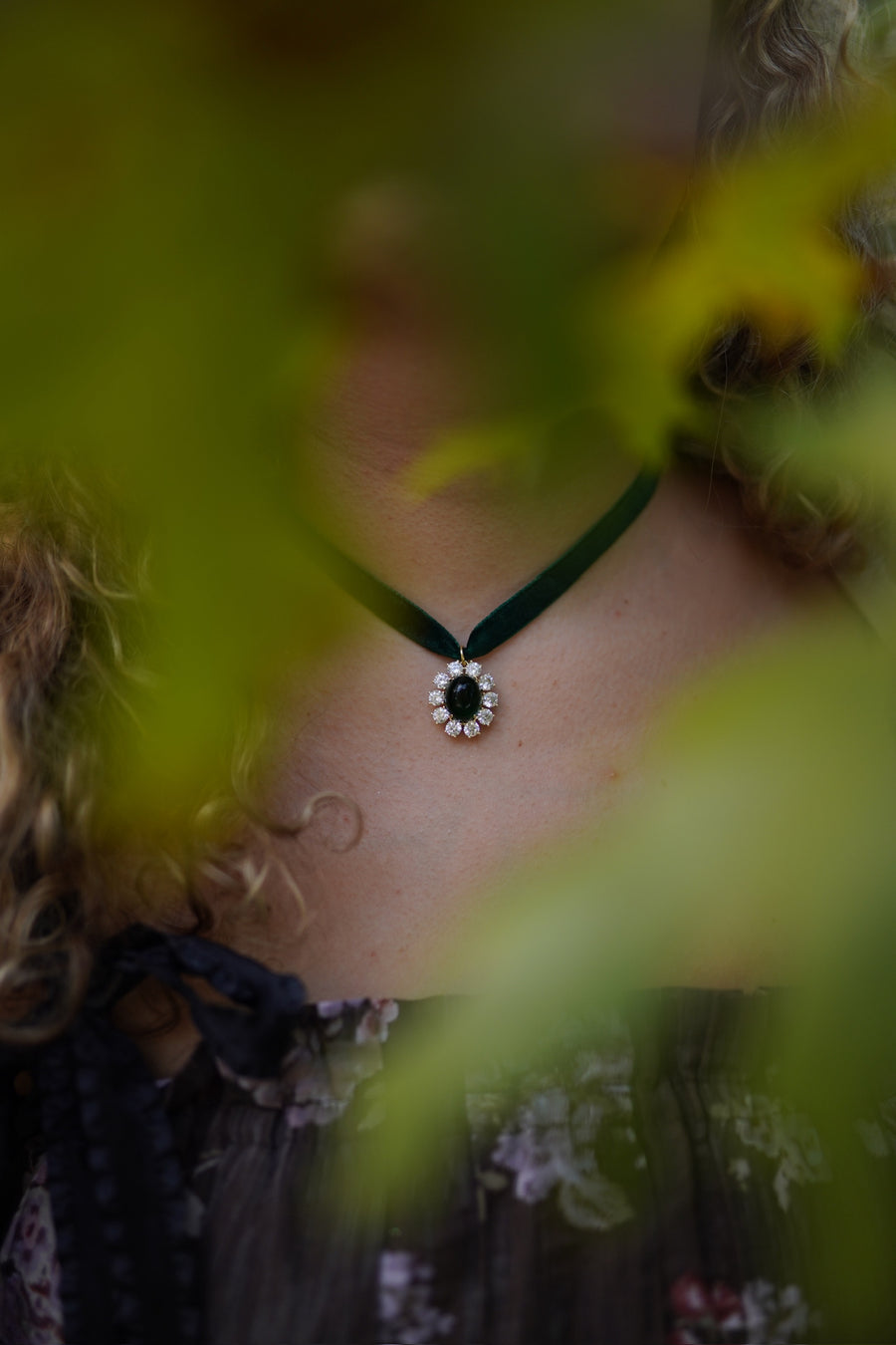 Emerald Velvet & Emerald Drop Choker