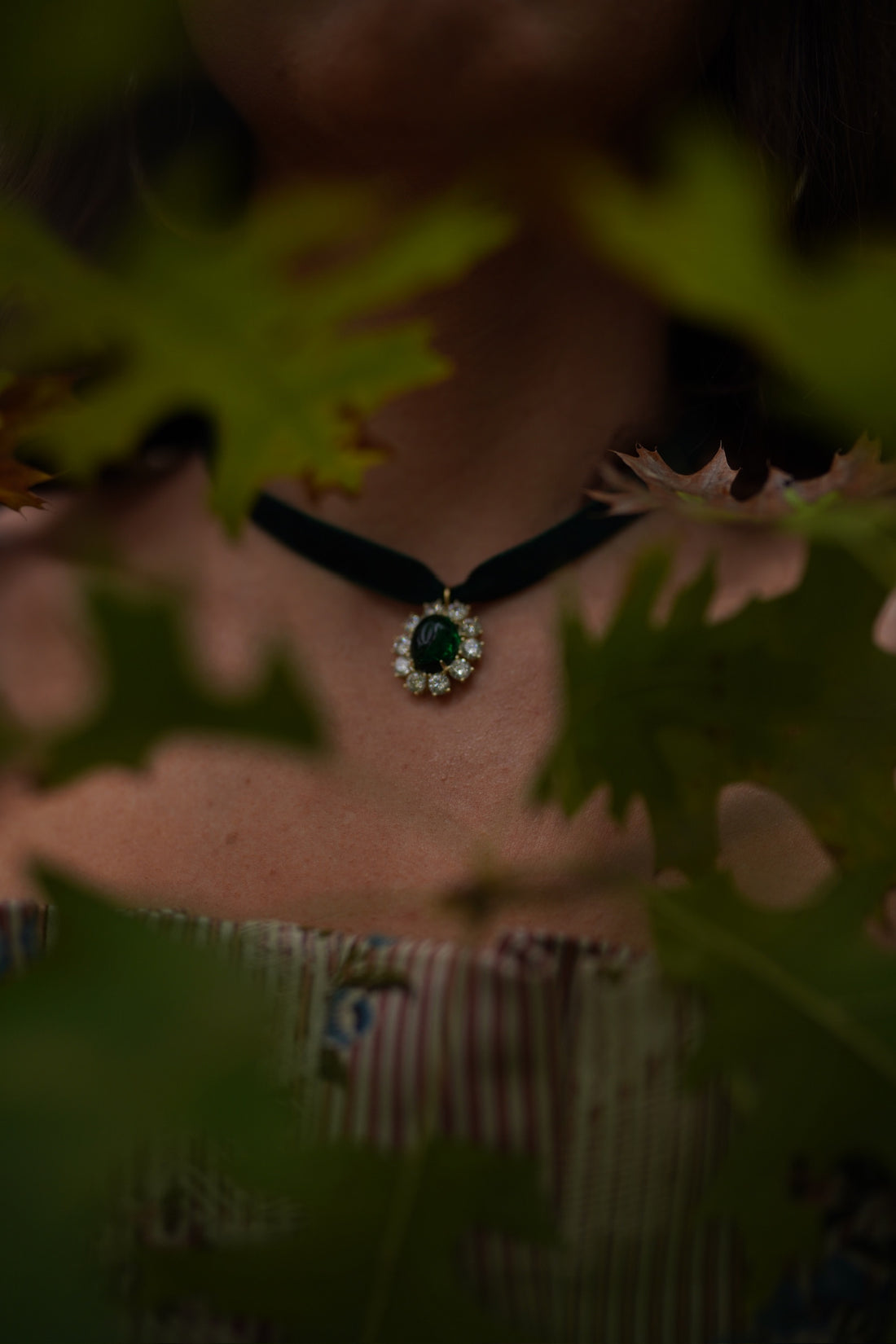 Emerald Velvet & Emerald Drop Choker