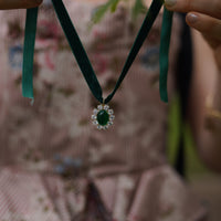 Emerald Velvet & Emerald Drop Choker