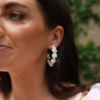 petite mother of pearl wildflower hoops