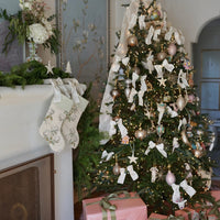 Ivory and Sage Green Christmas Bow Ornaments