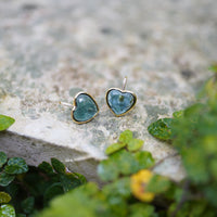 London Blue Bezel Heart Embellished Earwire