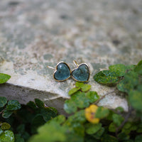 London Blue Bezel Heart Embellished Earwire