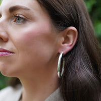 Chunky silver hoops + pearl