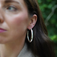 Chunky silver hoops + pearl