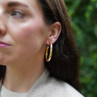 Medium Chunky golden hoops + pearl