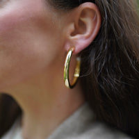 Medium Chunky golden hoops + pearl