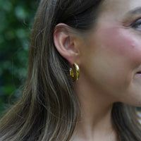 pre-order: Petite chunky golden hoops + pearl