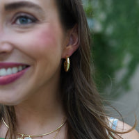 pre-order: Petite chunky golden hoops + pearl