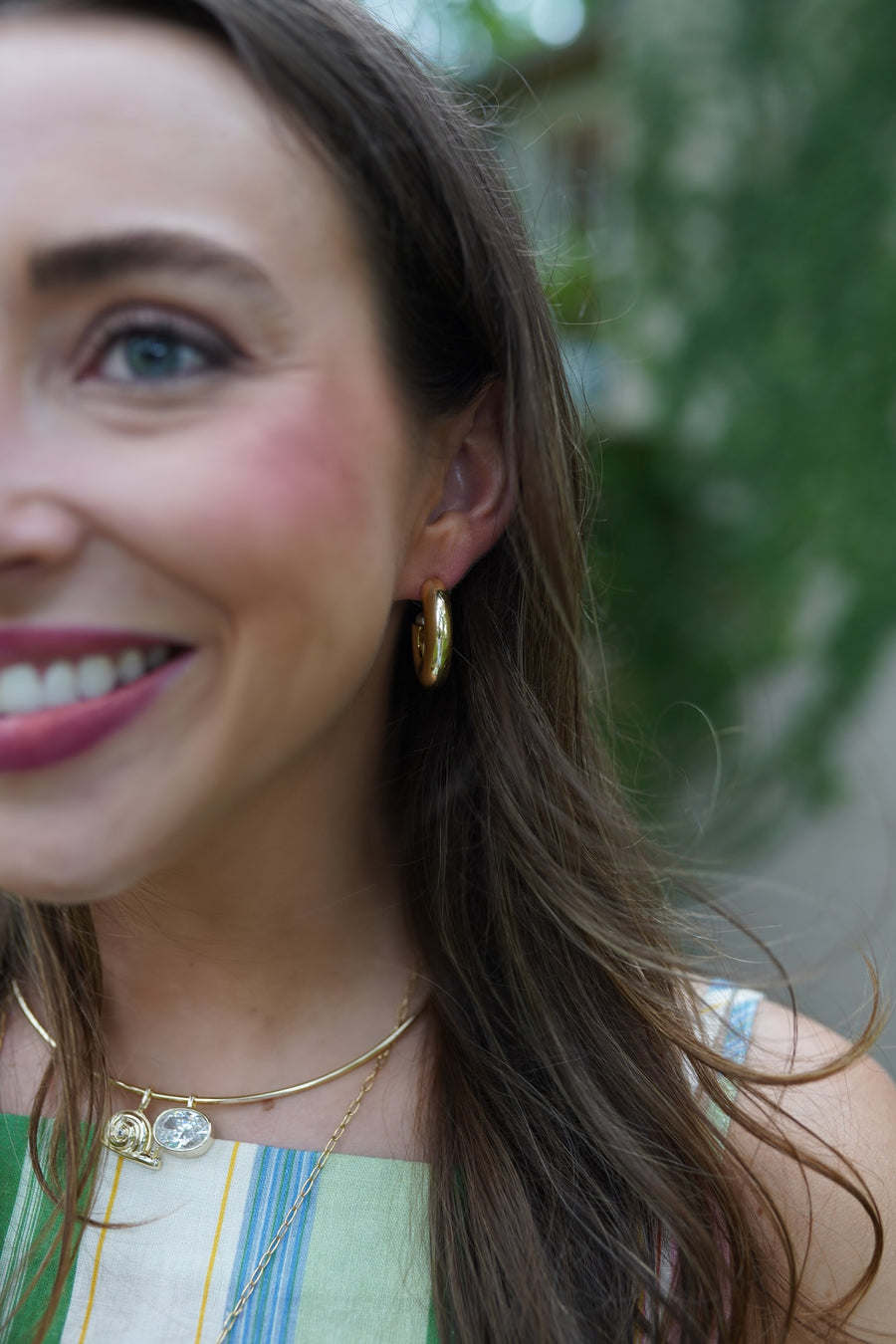 pre-order: Petite chunky golden hoops + pearl